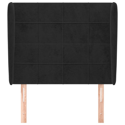 vidaXL Kopfteil mit Ohren Schwarz 93x23x118/128 cm Samt