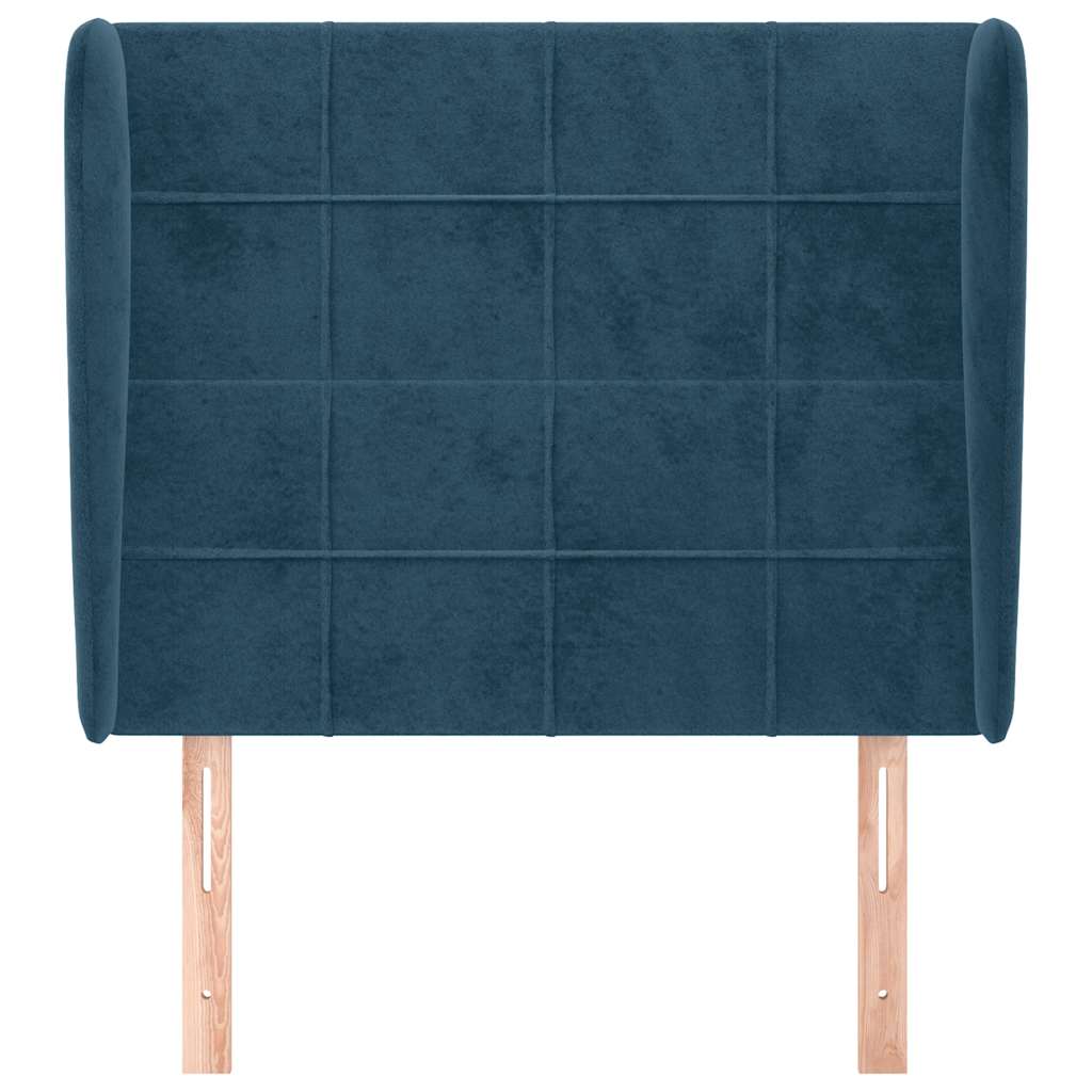 vidaXL Kopfteil mit Ohren Dunkelblau 93x23x118/128 cm Samt