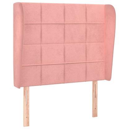 vidaXL Kopfteil mit Ohren Rosa 93x23x118/128 cm Samt
