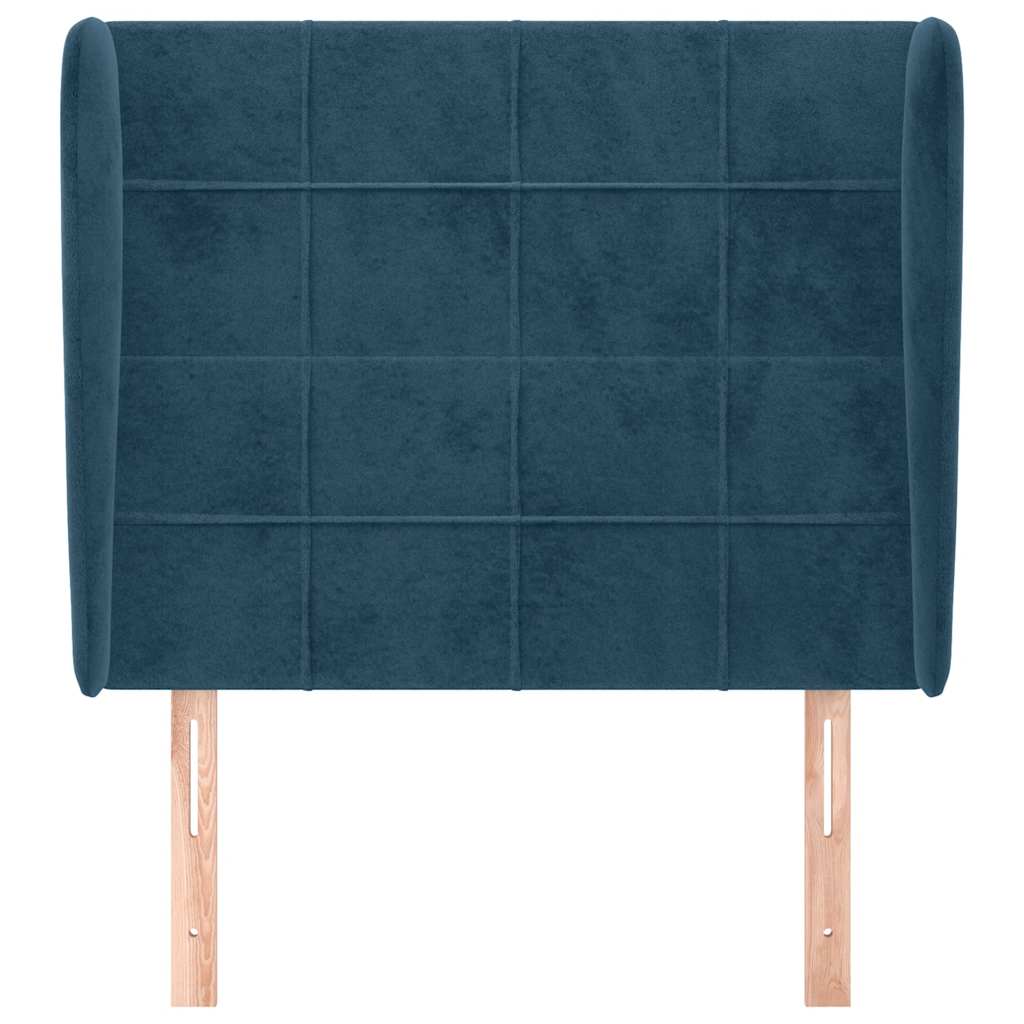 vidaXL Tête de lit à oreilles bleu foncé 103x23x118/128 cm velours