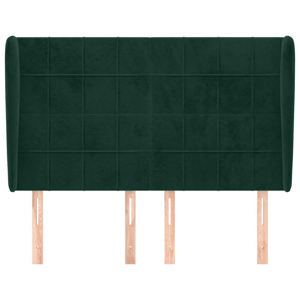 vidaXL Kopfteil mit Ohren Dunkelgrün 147x23x118/128 cm Samt