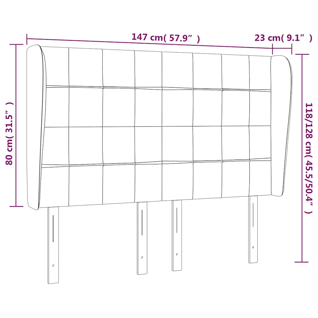 vidaXL Kopfteil mit Ohren Dunkelgrün 147x23x118/128 cm Samt