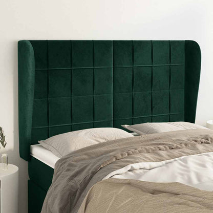 vidaXL Kopfteil mit Ohren Dunkelgrün 147x23x118/128 cm Samt