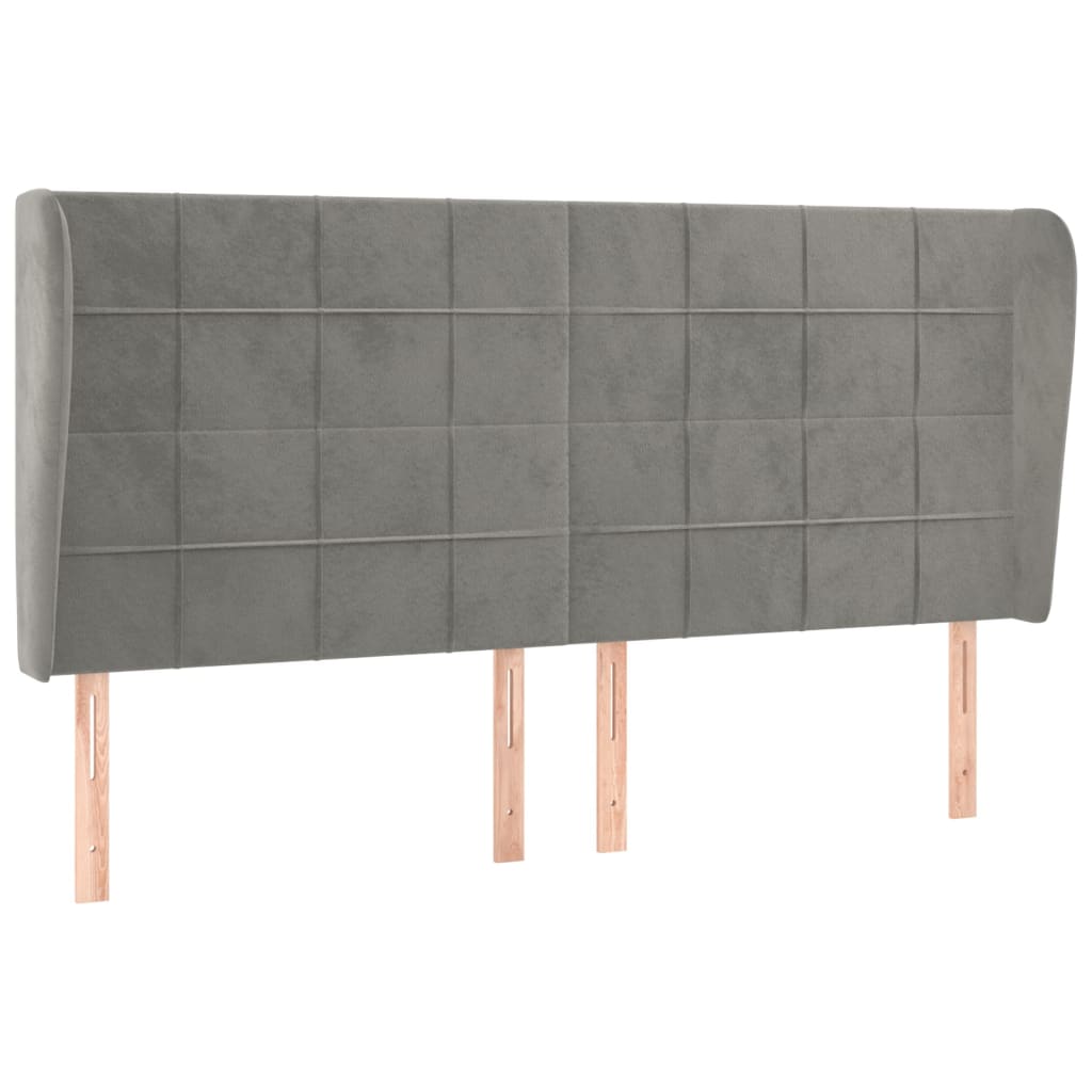 vidaXL Kopfteil mit Ohren Hellgrau 163x23x118/128 cm Samt