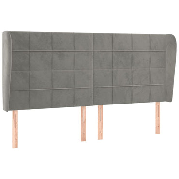 vidaXL Kopfteil mit Ohren Hellgrau 163x23x118/128 cm Samt
