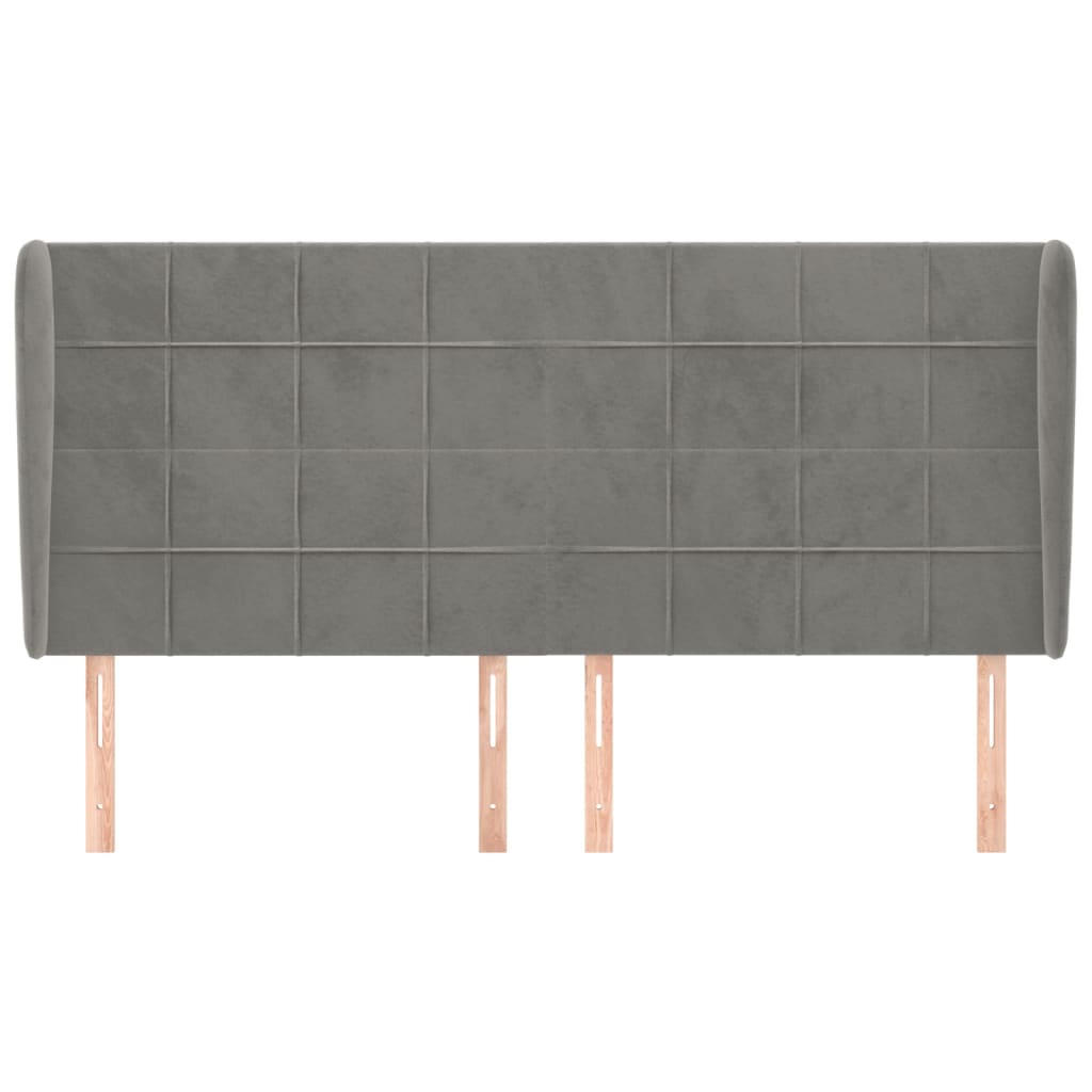 vidaXL Kopfteil mit Ohren Hellgrau 163x23x118/128 cm Samt
