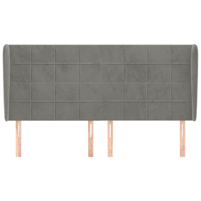 vidaXL Kopfteil mit Ohren Hellgrau 163x23x118/128 cm Samt