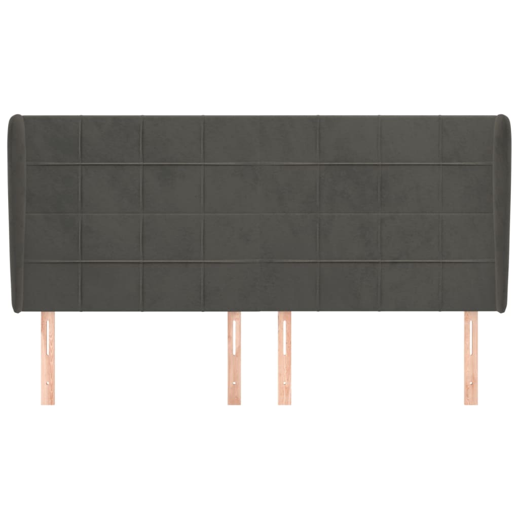 vidaXL Kopfteil mit Ohren Dunkelgrau 163x23x118/128 cm Samt