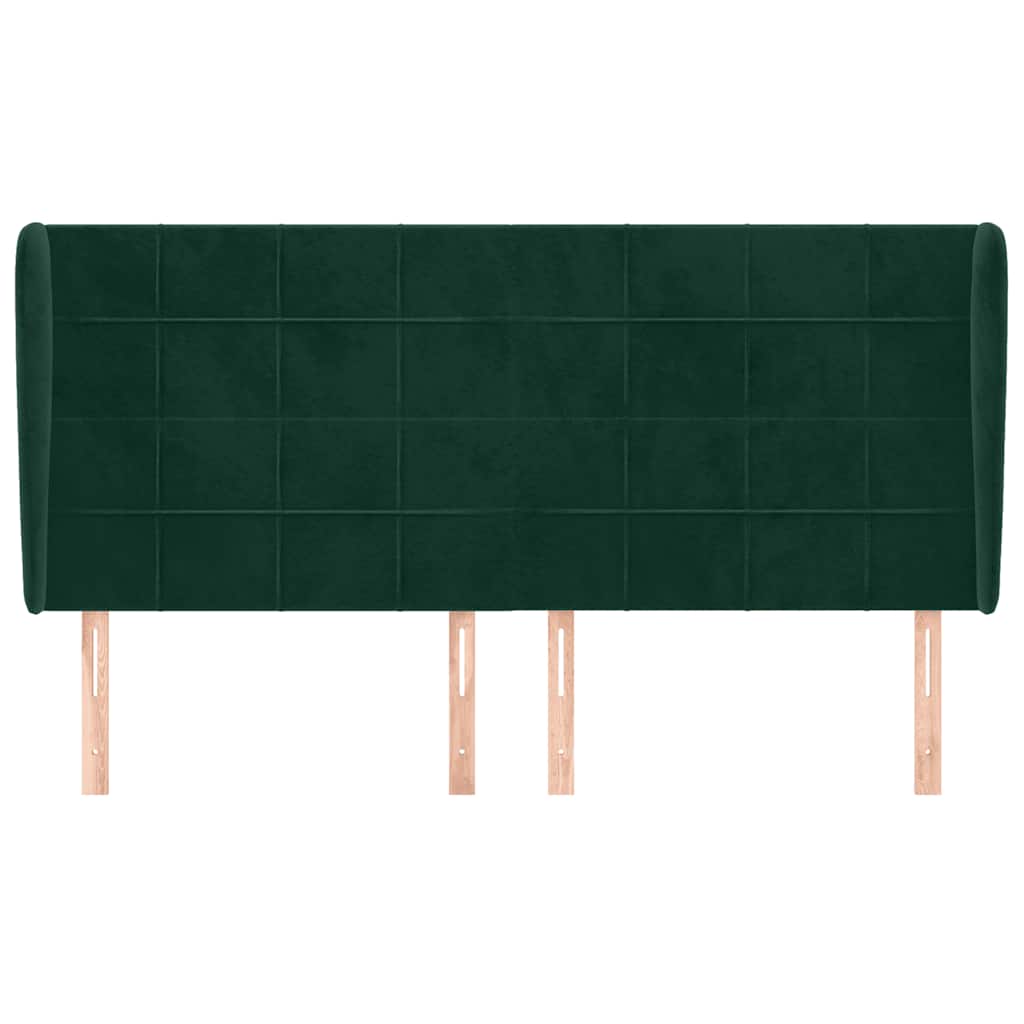 vidaXL Kopfteil mit Ohren Dunkelgrün 163x23x118/128 cm Samt