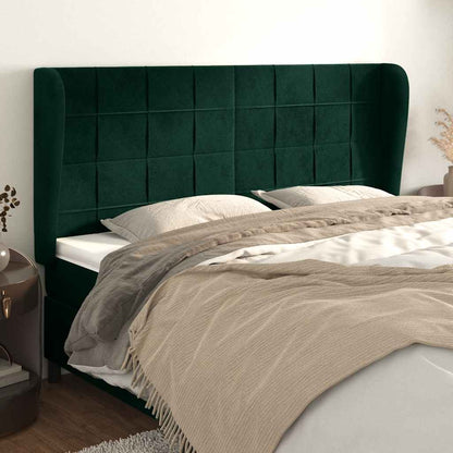 vidaXL Kopfteil mit Ohren Dunkelgrün 163x23x118/128 cm Samt