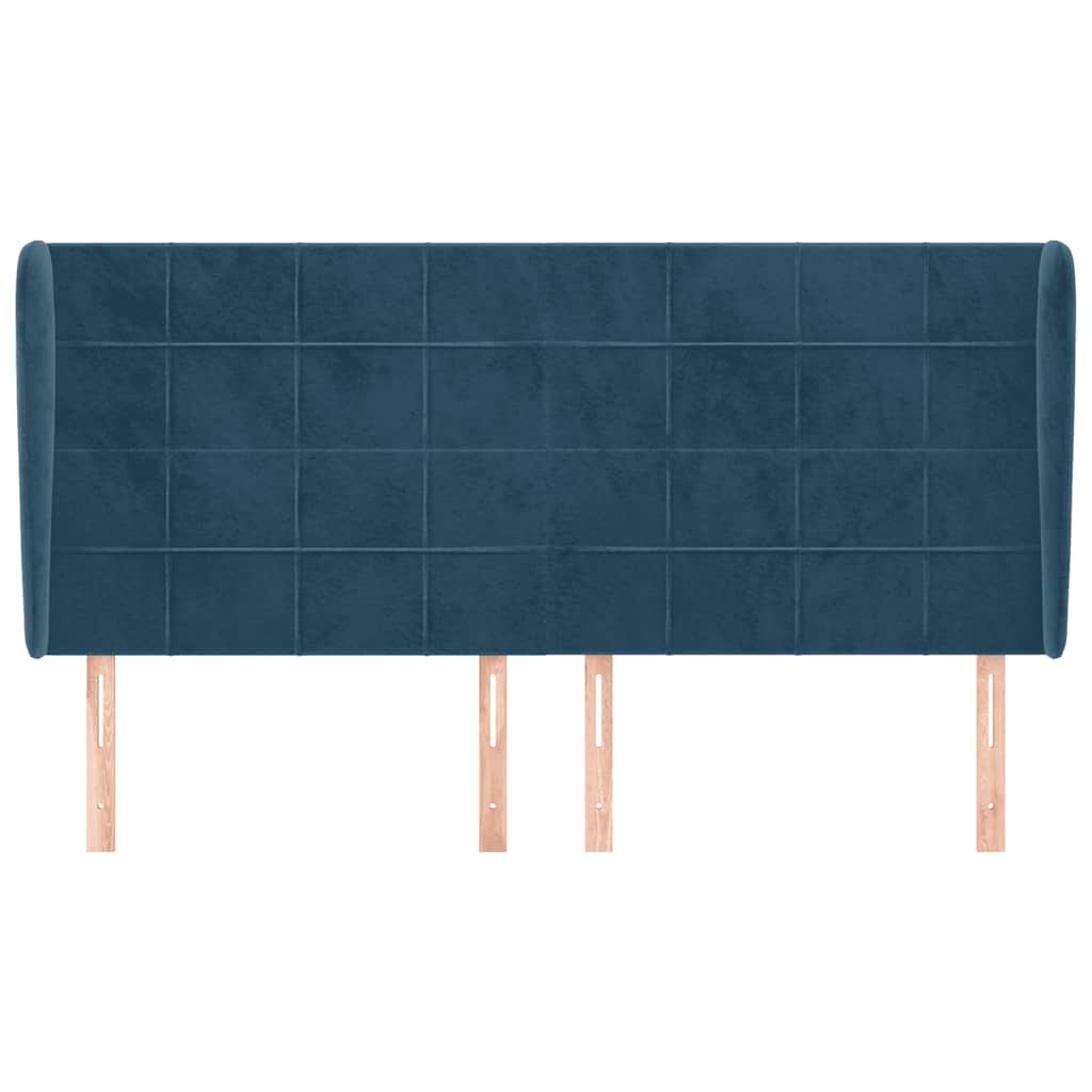 vidaXL Kopfteil mit Ohren Dunkelblau 163x23x118/128 cm Samt