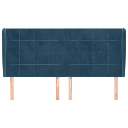 vidaXL Kopfteil mit Ohren Dunkelblau 163x23x118/128 cm Samt