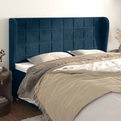 vidaXL Kopfteil mit Ohren Dunkelblau 163x23x118/128 cm Samt