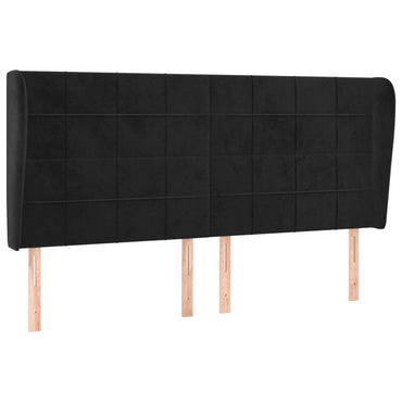 vidaXL Kopfteil mit Ohren Schwarz 183x23x118/128 cm Samt
