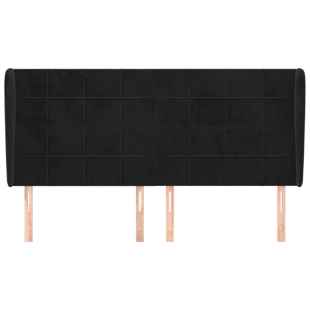 vidaXL Kopfteil mit Ohren Schwarz 183x23x118/128 cm Samt