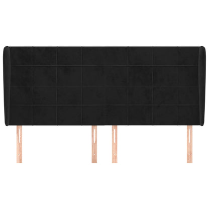 vidaXL Kopfteil mit Ohren Schwarz 183x23x118/128 cm Samt