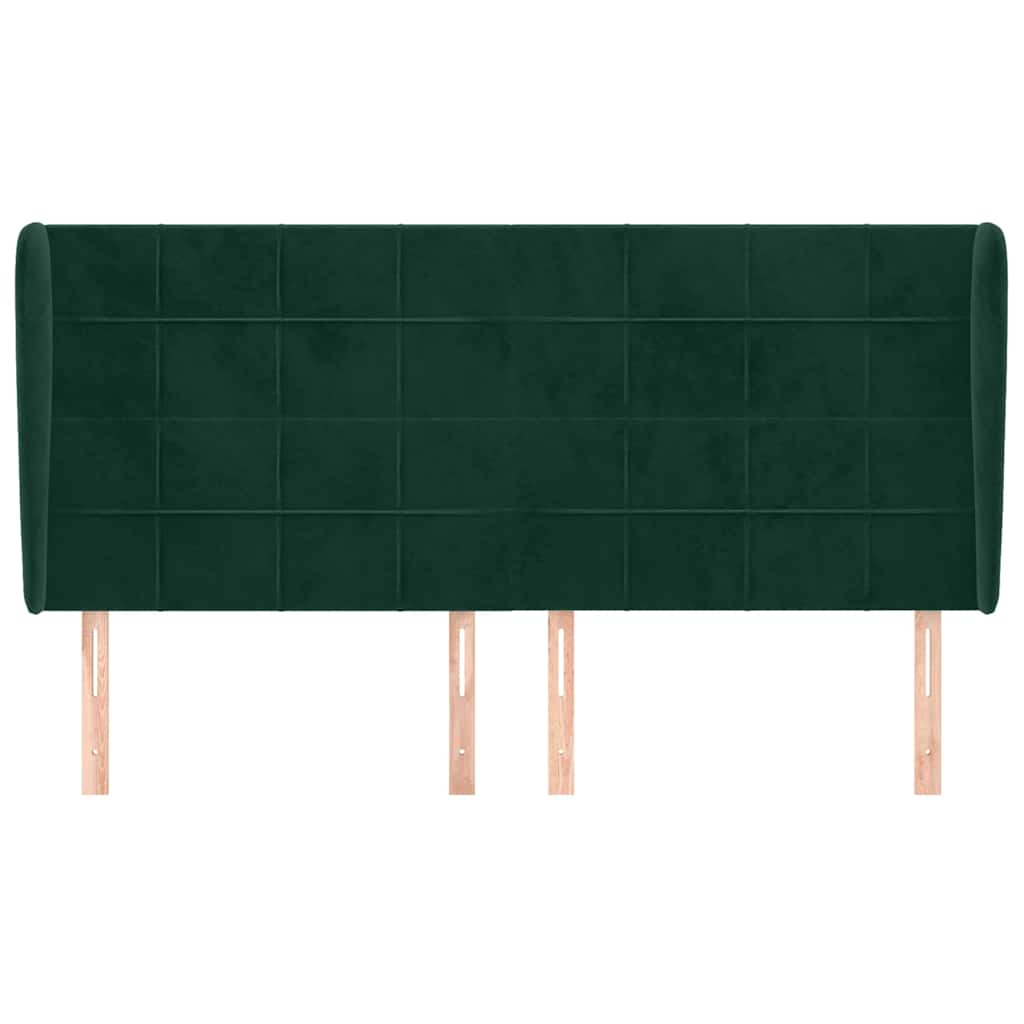 vidaXL Kopfteil mit Ohren Dunkelgrün 183x23x118/128 cm Samt