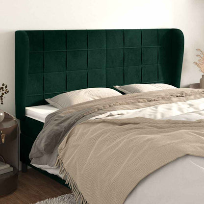 vidaXL Kopfteil mit Ohren Dunkelgrün 183x23x118/128 cm Samt
