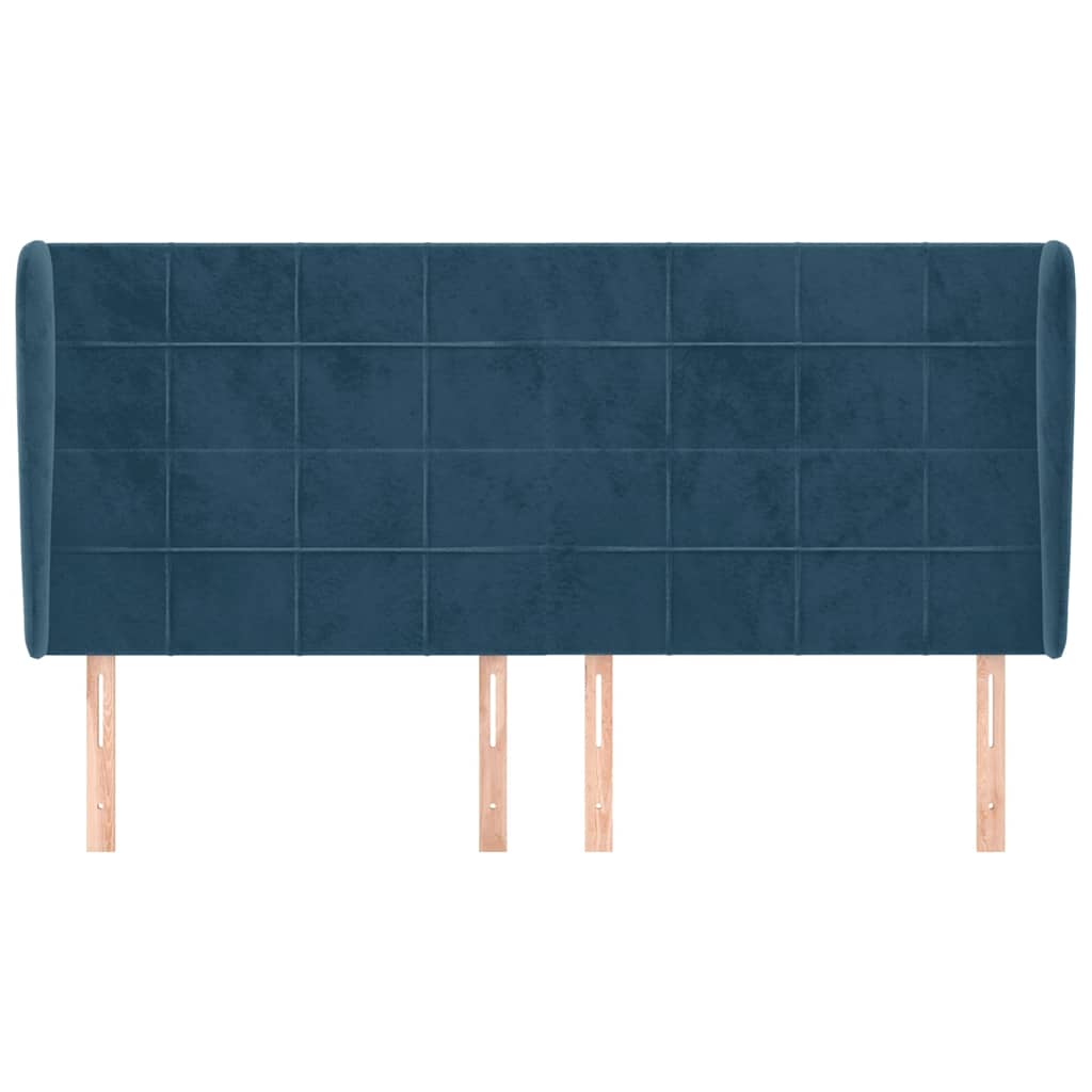 vidaXL Kopfteil mit Ohren Dunkelblau 183x23x118/128 cm Samt