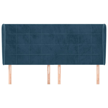 vidaXL Kopfteil mit Ohren Dunkelblau 183x23x118/128 cm Samt
