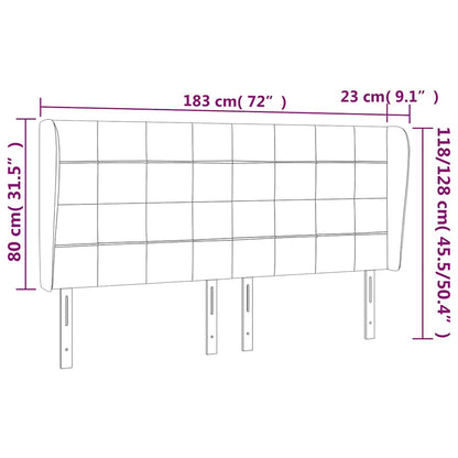 vidaXL Kopfteil mit Ohren Dunkelblau 183x23x118/128 cm Samt
