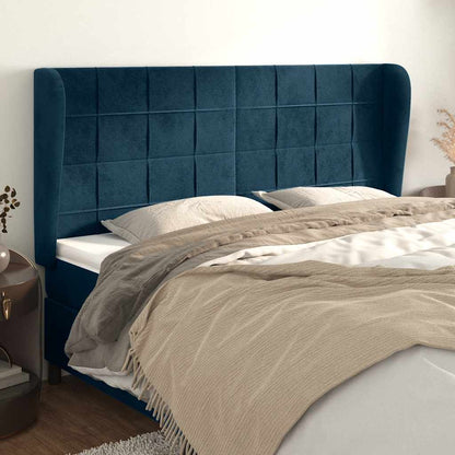 vidaXL Kopfteil mit Ohren Dunkelblau 183x23x118/128 cm Samt