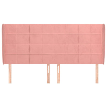 vidaXL Kopfteil mit Ohren Rosa 183x23x118/128 cm Samt