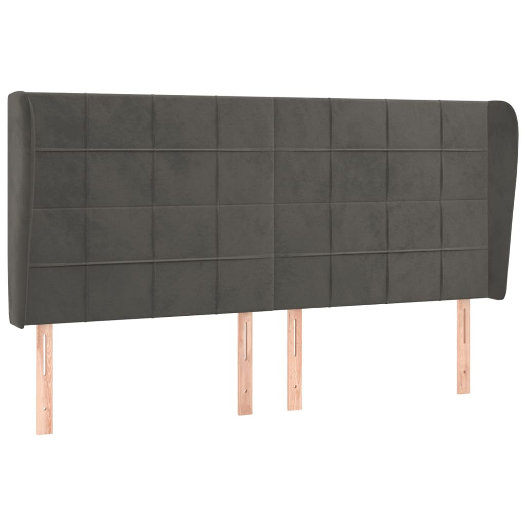 vidaXL Kopfteil mit Ohren Dunkelgrau 203x23x118/128 cm Samt