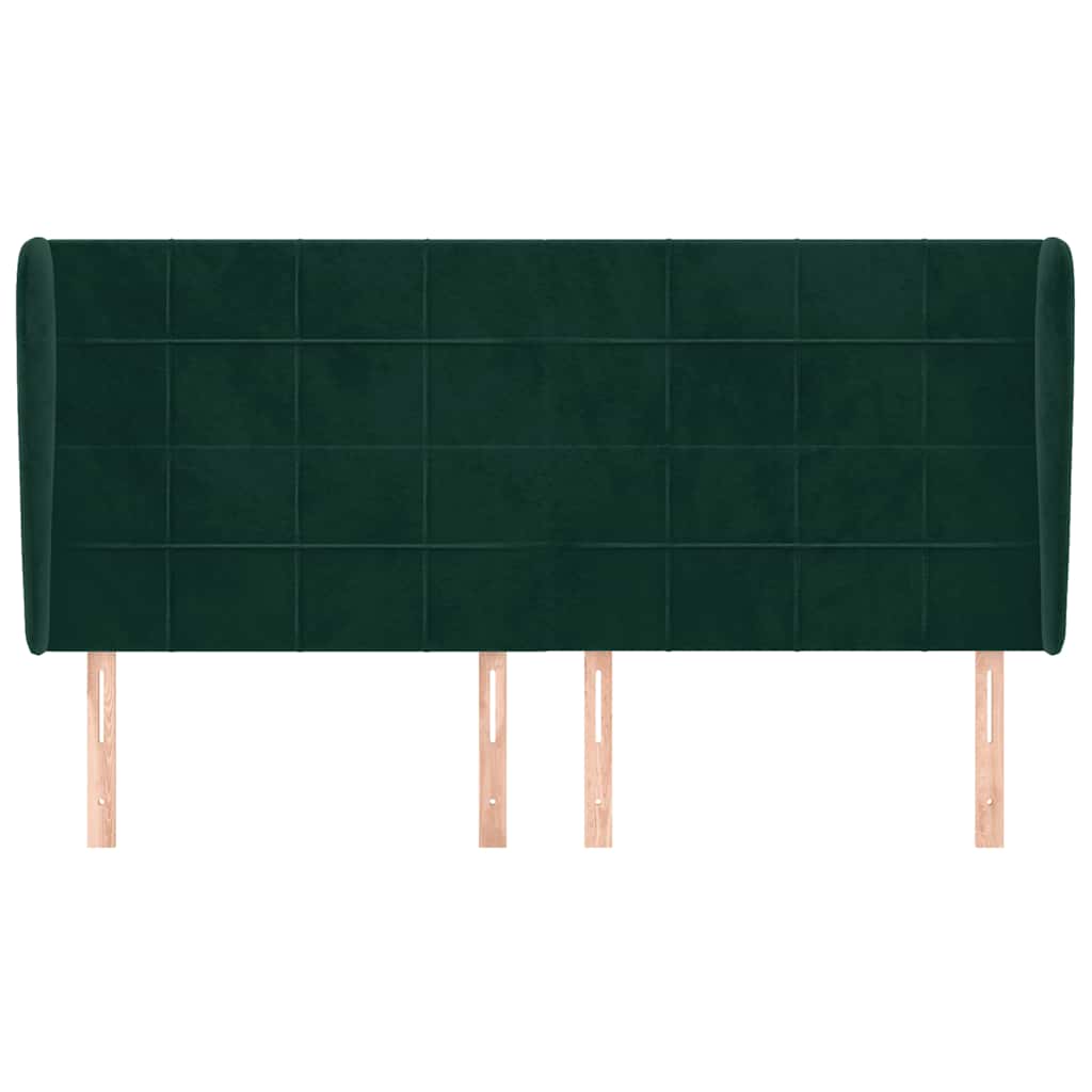 vidaXL Tête de lit avec oreilles Vert foncé 203x23x118/128 cm Velours