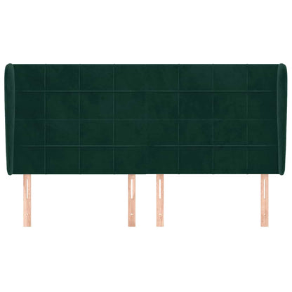 vidaXL Tête de lit avec oreilles Vert foncé 203x23x118/128 cm Velours