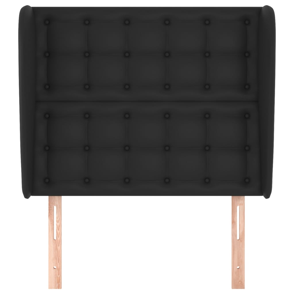 vidaXL Kopfteil mit Ohren Schwarz 93x23x118/128 cm Kunstleder