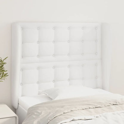 vidaXL Kopfteil mit Ohren Weiß 93x23x118/128 cm Kunstleder