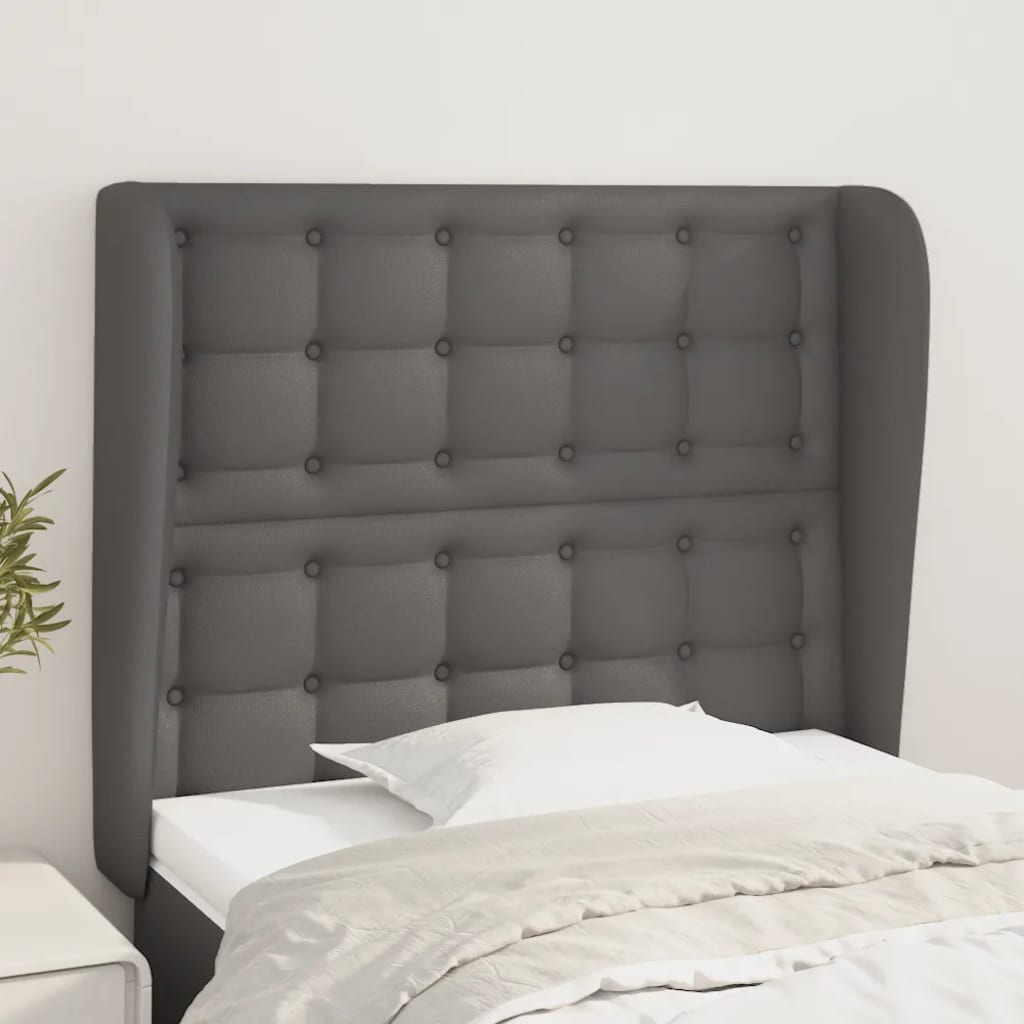 vidaXL Kopfteil mit Ohren Grau 93x23x118/128 cm Kunstleder