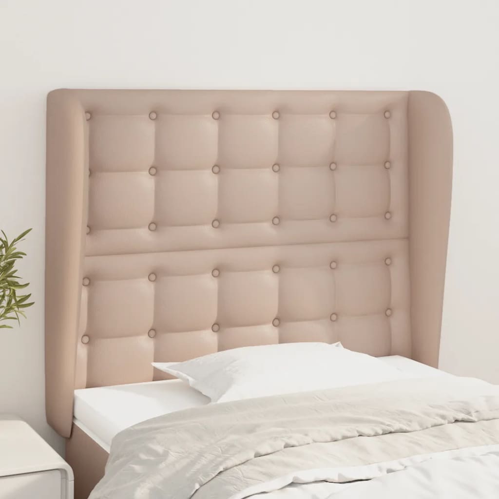 vidaXL Kopfteil mit Ohren Cappuccino-Braun 103x23x118/128cm Kunstleder