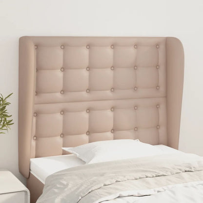 vidaXL Kopfteil mit Ohren Cappuccino-Braun 103x23x118/128cm Kunstleder