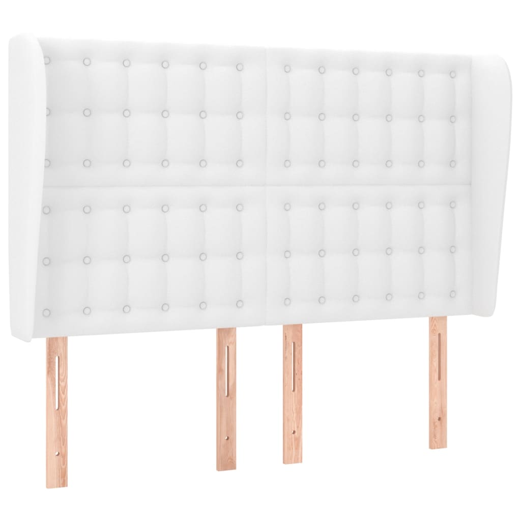 vidaXL Kopfteil mit Ohren Weiß 147x23x118/128 cm Kunstleder