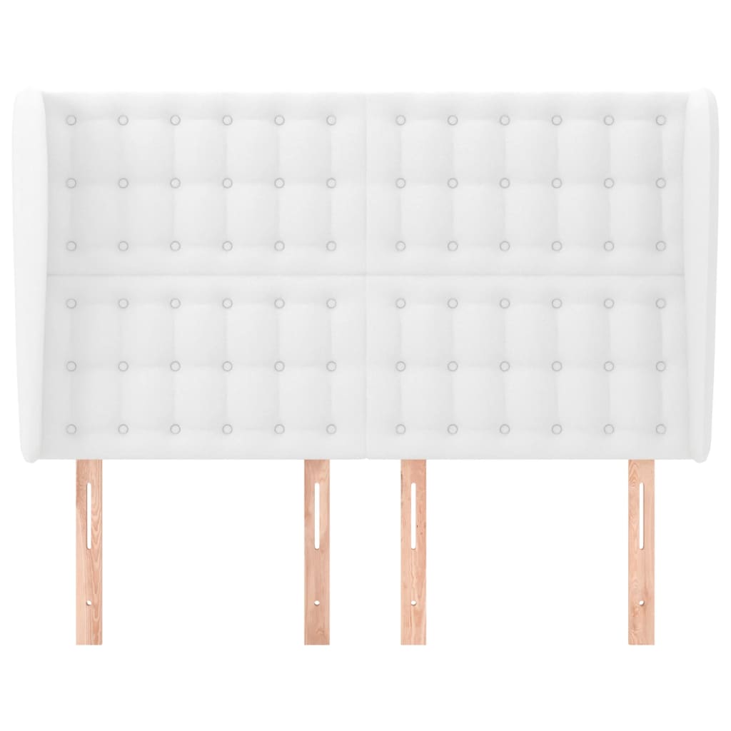 vidaXL Kopfteil mit Ohren Weiß 147x23x118/128 cm Kunstleder