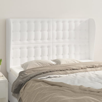 vidaXL Kopfteil mit Ohren Weiß 147x23x118/128 cm Kunstleder