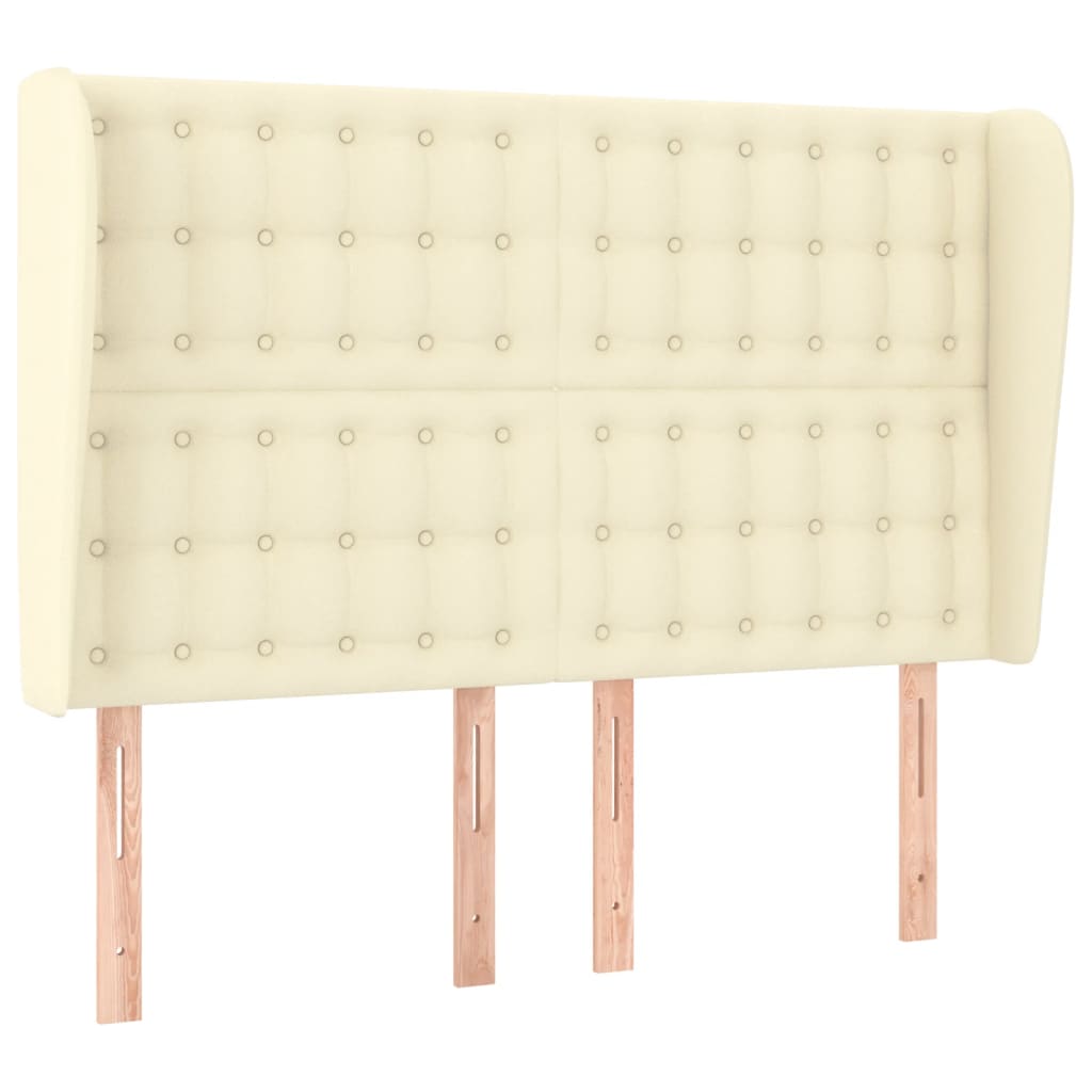 vidaXL Kopfteil mit Ohren Creme 147x23x118/128 cm Kunstleder