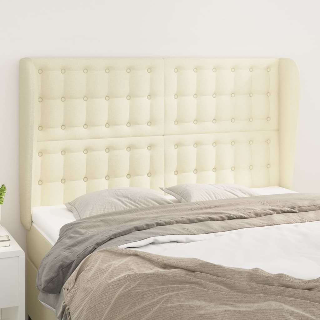 vidaXL Kopfteil mit Ohren Creme 147x23x118/128 cm Kunstleder