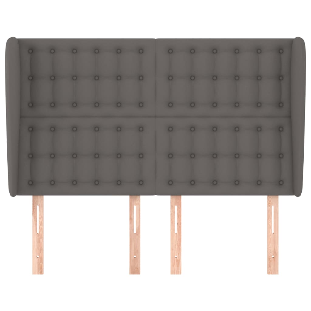 vidaXL Kopfteil mit Ohren Grau 147x23x118/128 cm Kunstleder