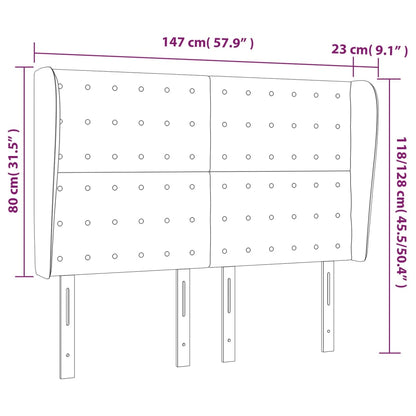 vidaXL Kopfteil mit Ohren Grau 147x23x118/128 cm Kunstleder
