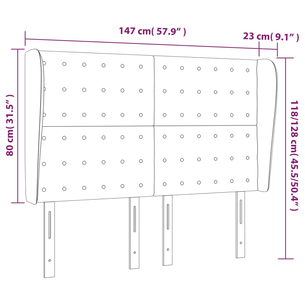vidaXL Kopfteil mit Ohren Cappuccino-Braun 147x23x118/128cm Kunstleder