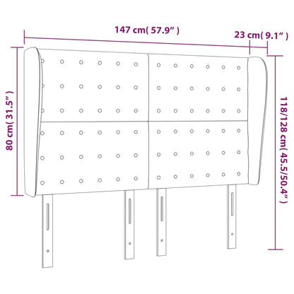 vidaXL Kopfteil mit Ohren Cappuccino-Braun 147x23x118/128cm Kunstleder