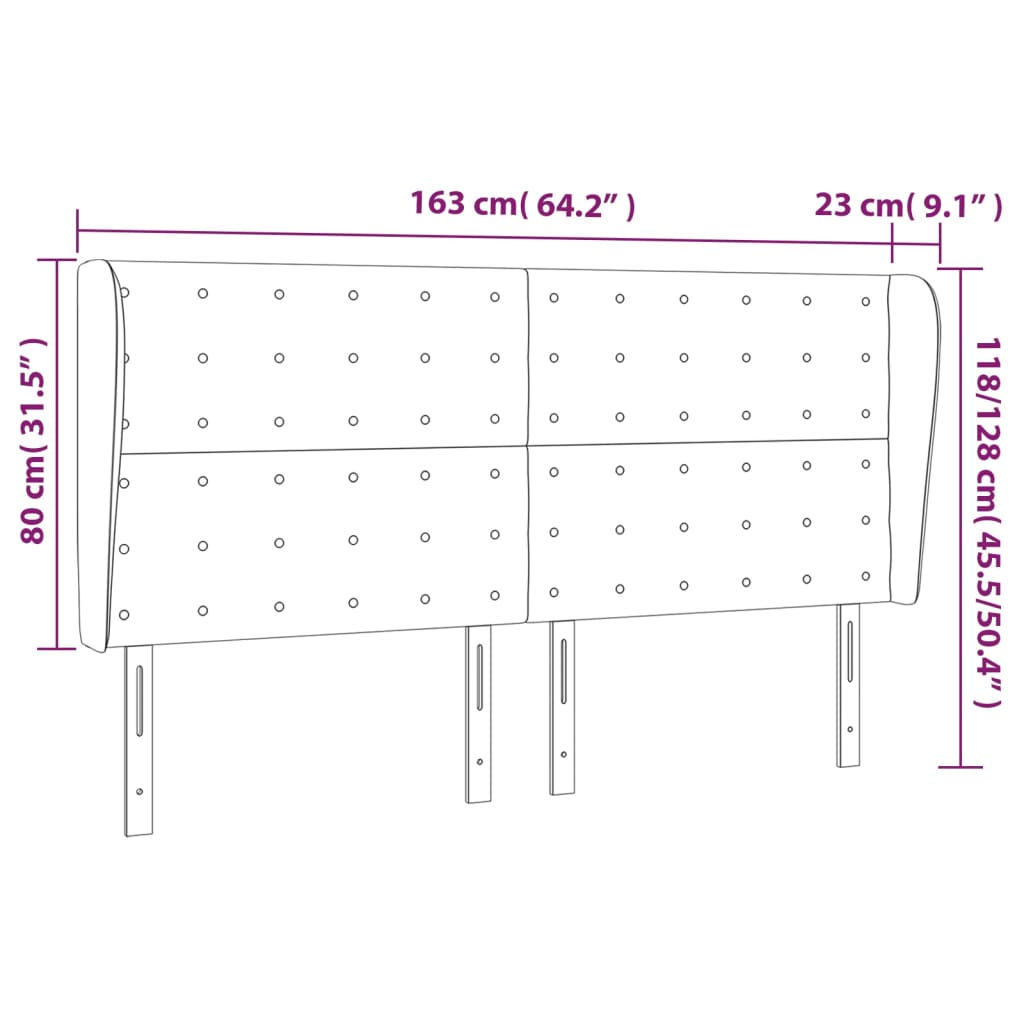 vidaXL Kopfteil mit Ohren Creme 163x23x118/128 cm Kunstleder