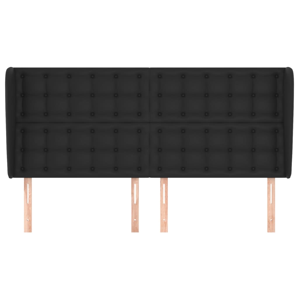 vidaXL Kopfteil mit Ohren Schwarz 183x23x118/128 cm Kunstleder