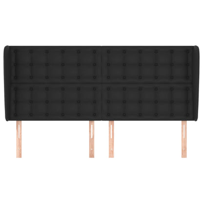 vidaXL Kopfteil mit Ohren Schwarz 183x23x118/128 cm Kunstleder