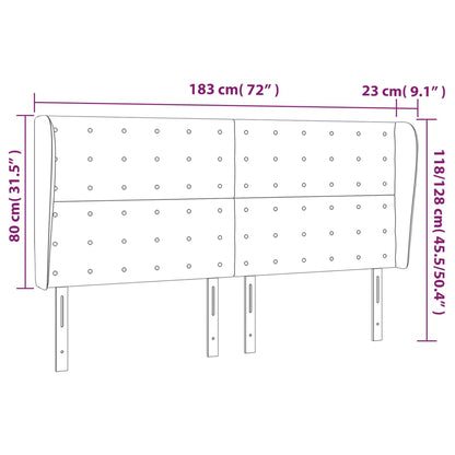 vidaXL Kopfteil mit Ohren Schwarz 183x23x118/128 cm Kunstleder