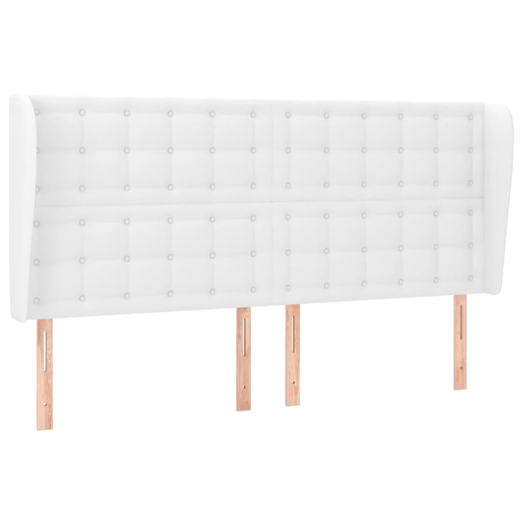 vidaXL Kopfteil mit Ohren Weiß 183x23x118/128 cm Kunstleder