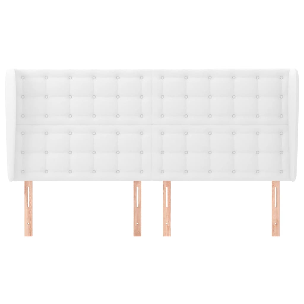 vidaXL Kopfteil mit Ohren Weiß 183x23x118/128 cm Kunstleder